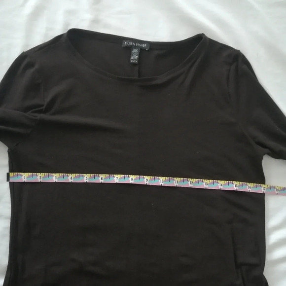 Eileen Fisher Long Sleeve Chocolate Brown Stretch Jersey Knee Length Dress XS - Picture 12 of 13